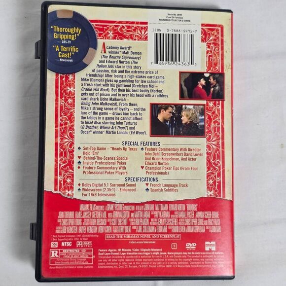 Rounders (1998, Miramax Collector’s Series DVD) - Picture 3 of 3